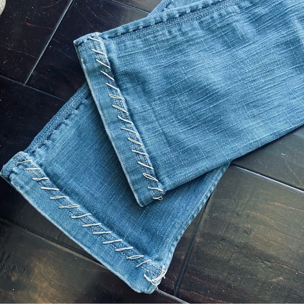 Antik Denim Distressed Embroidered Bohemian Flare Jeans Women's Size 28 - Picture 11 of 14